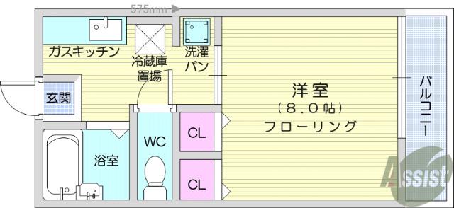 CHハッピーハイツ(1K/2階)の間取り写真