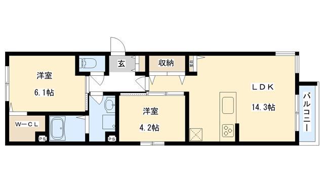 クレシェール清水(1SLDK/2階)の間取り写真