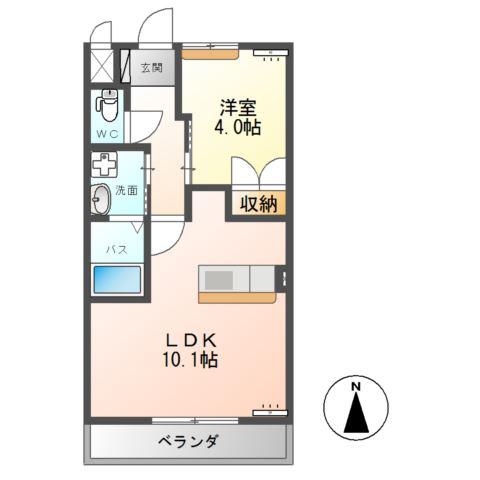 PURE STAGEII(1LDK/1階)の間取り写真