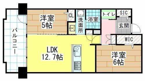 グランドパレス黒崎ランドマークス(2LDK/8階)の間取り写真