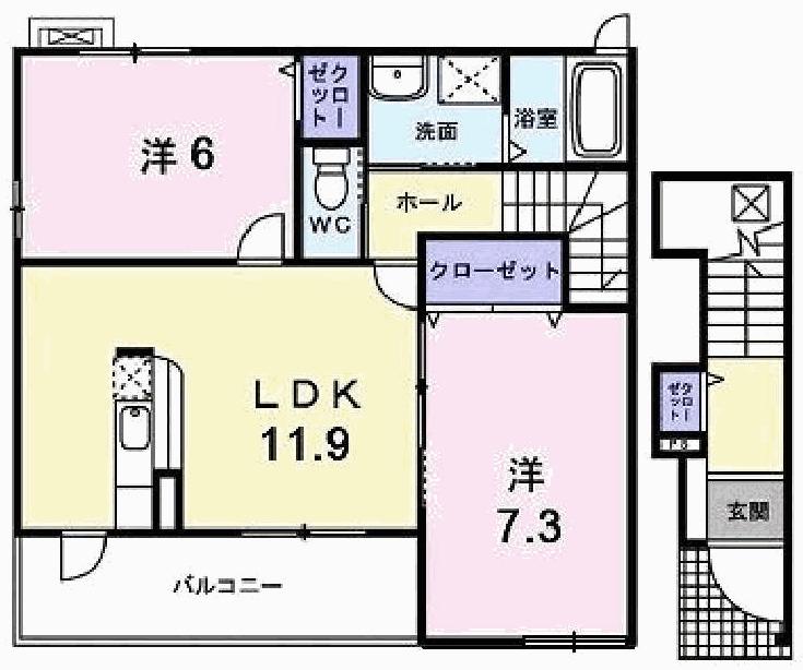 アン・フルール(2LDK/2階)の間取り写真