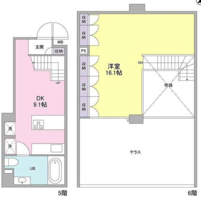 F・BLANC(1DK/5階)の間取り写真