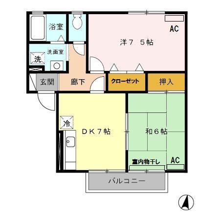 ルミエール池田(2DK/1階)の間取り写真