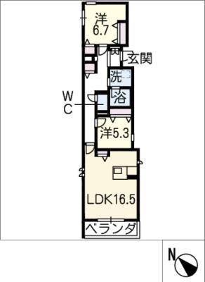 パール雪見(2LDK/3階)の間取り写真