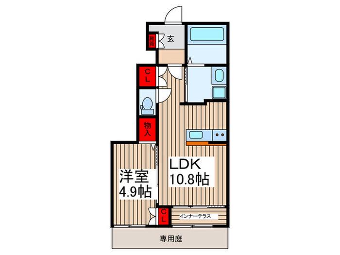 GRACE浦和(1LDK/1階)の間取り写真