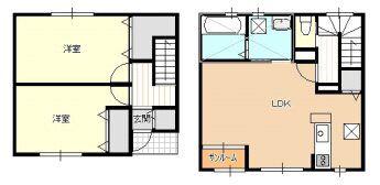 ヒルズ聖籠DUPLEX(2LDK/1階)の間取り写真