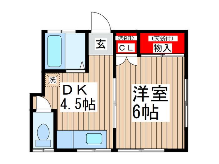 サウスハイム(1DK/1階)の間取り写真