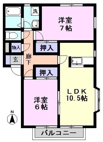ベリエールミスズ5番館(2LDK/2階)の間取り写真