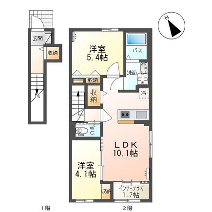 プレシア(2LDK/2階)の間取り写真
