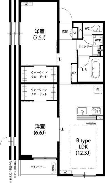 リブリ・八木(2LDK/1階)の間取り写真