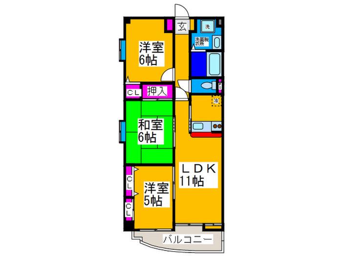 サンハイムなかもず(3LDK/3階)の間取り写真