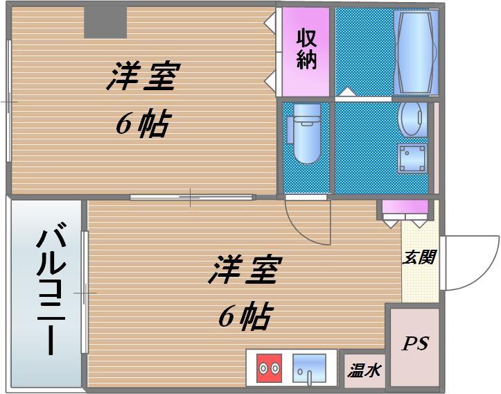 ビッグシャイン今里(1DK/2階)の間取り写真