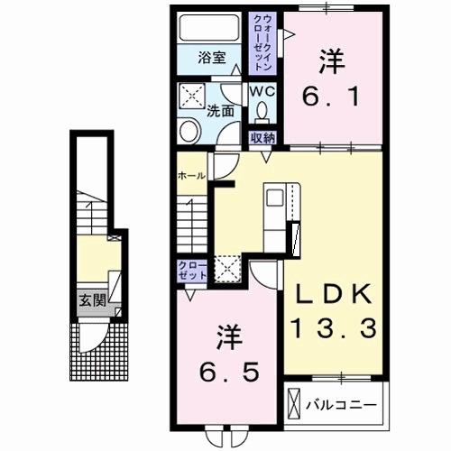 プロムナード北泉(2LDK/2階)の間取り写真