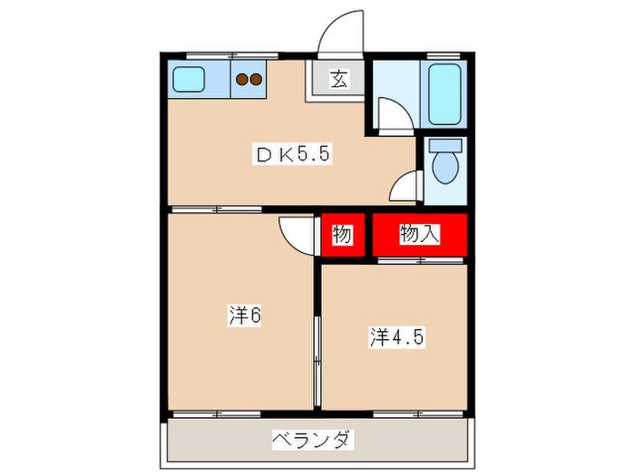 マロン・ハイツ(2DK/2階)の間取り写真