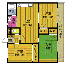M・サルファー(3LDK/1階)の間取り写真