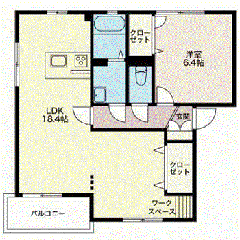 ディアス高木(1LDK/1階)の間取り写真