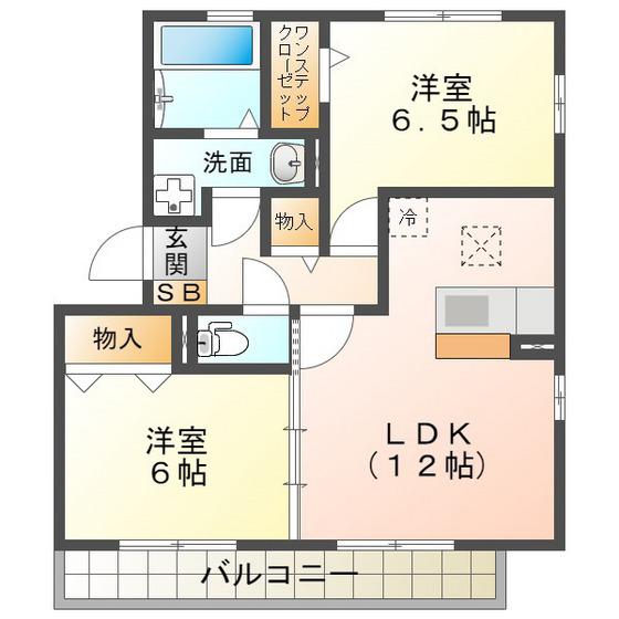 キセギシロエII(2LDK/1階)の間取り写真