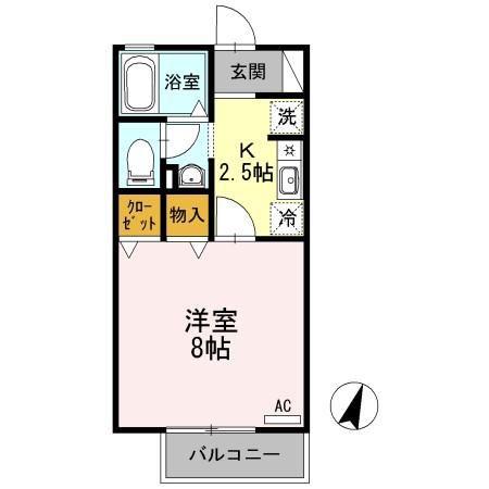 ケーナ保田(1K/1階)の間取り写真