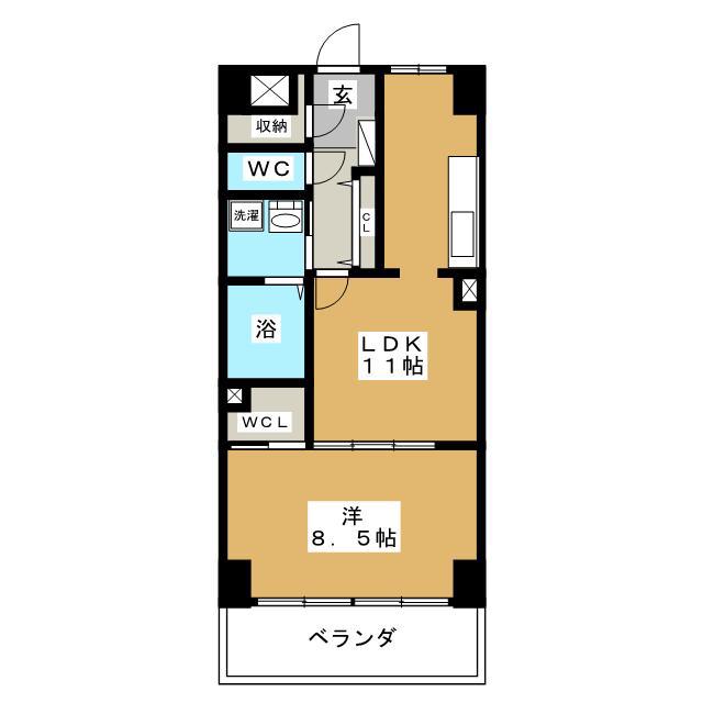グリーンベル(1LDK/3階)の間取り写真