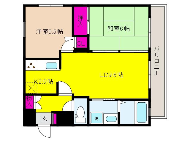 メープル神戸本山(2LDK/2階)の間取り写真