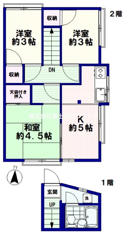 本田荘(3K/2階)の間取り写真