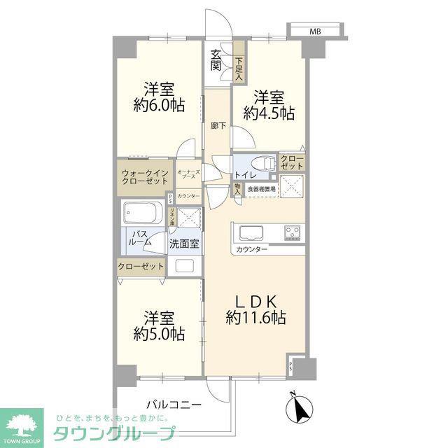 ブリシア立川(3LDK/2階)の間取り写真