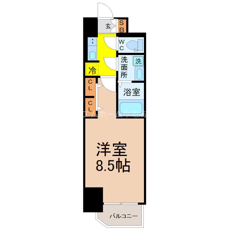 S-RESIDENCE黒川本通一丁目(1K/7階)の間取り写真
