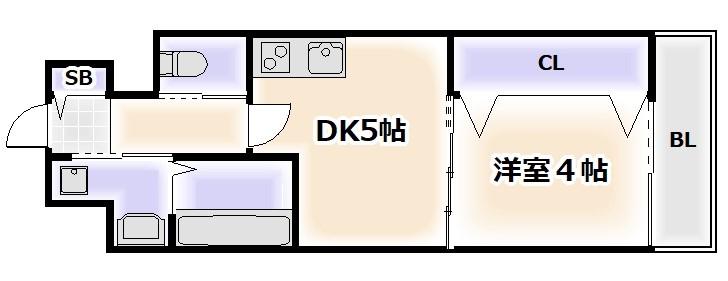 ES ABIKO(1DK/2階)の間取り写真
