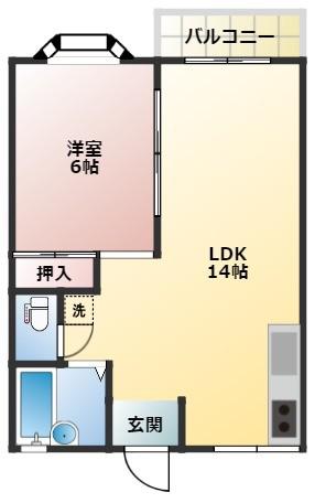 ハイツウイング L(1LDK/1階)の間取り写真
