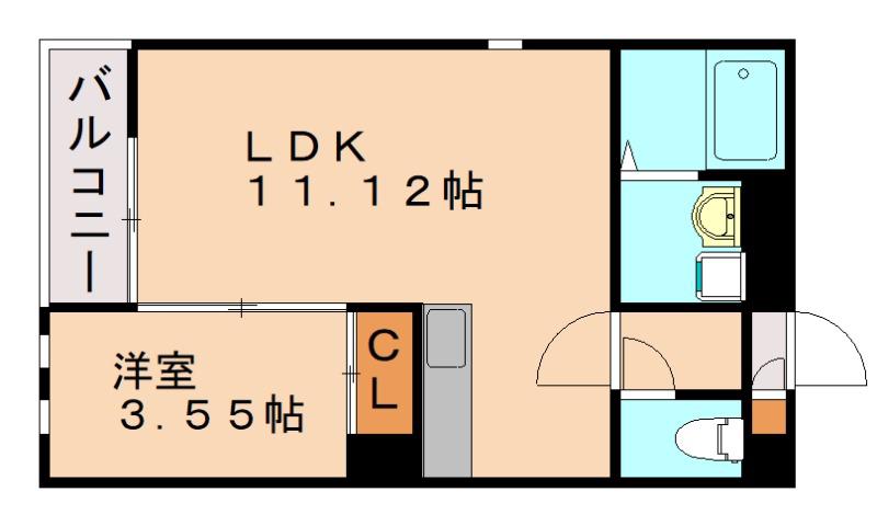グランティックパールシャリオ千早(1LDK/1階)の間取り写真