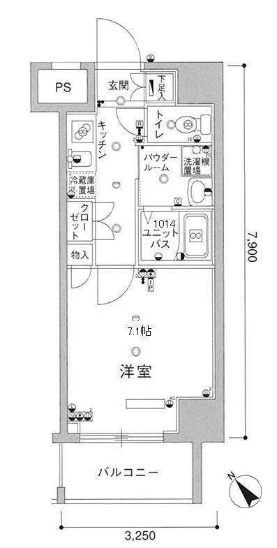 スカイコート巣鴨(1K/3階)の間取り写真