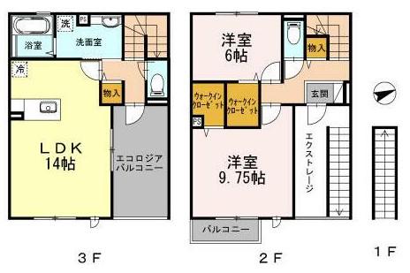 第3コスモスヴィラ(2LDK/2階)の間取り写真