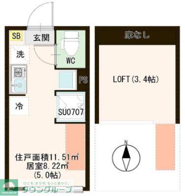 ハーモニーテラス新小岩IV(ワンルーム/2階)の間取り写真
