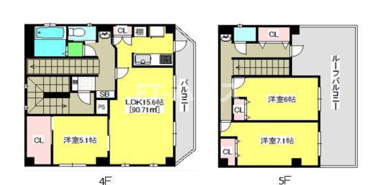 PEACE船橋 401(4LDK/4階)の間取り写真