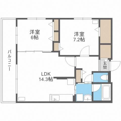 オクトブランシュ(2LDK/5階)の間取り写真