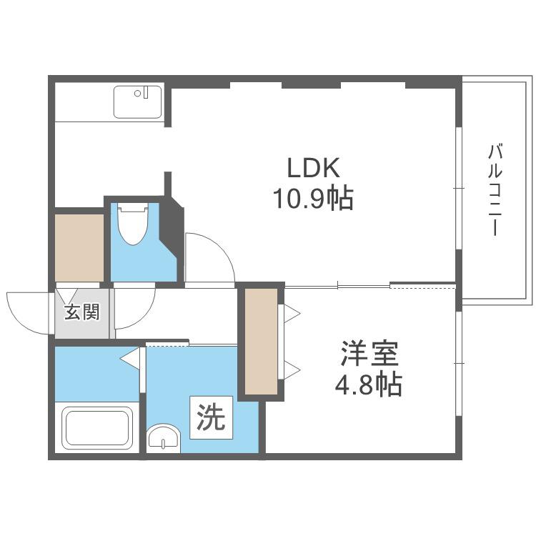 HANA 24(1LDK/2階)の間取り写真