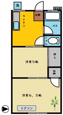 第2江原青木ハイム(2K/1階)の間取り写真