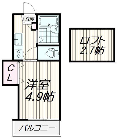 プライム大崎(1K/2階)の間取り写真