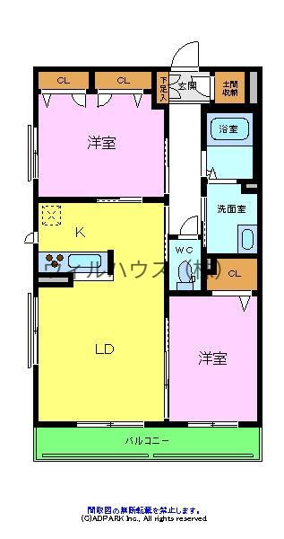 シャーメゾンすゞ穂(2LDK/1階)の間取り写真