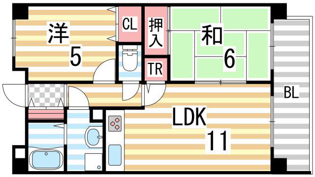 グレイシーKY(2LDK/4階)の間取り写真
