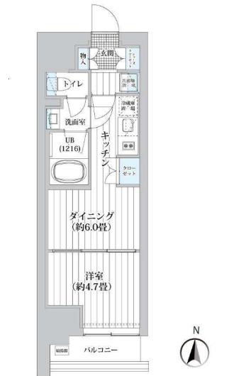 ライオンズフォーシア清澄白河(1DK/10階)の間取り写真