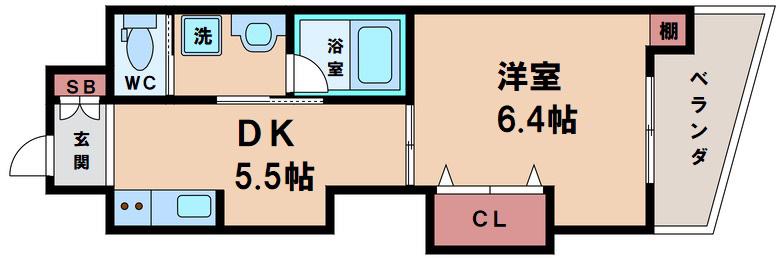 ハイツオリオン(1DK/6階)の間取り写真