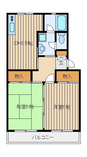 コーポ東伏見台シー(2DK/3階)の間取り写真