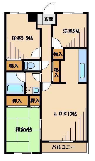 メゾンビューラー(3LDK/3階)の間取り写真