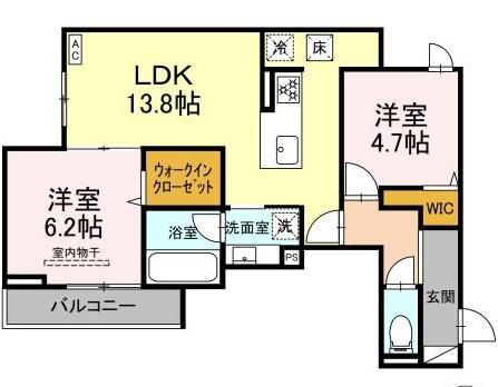 LUMIEREルミエール(2LDK/1階)の間取り写真