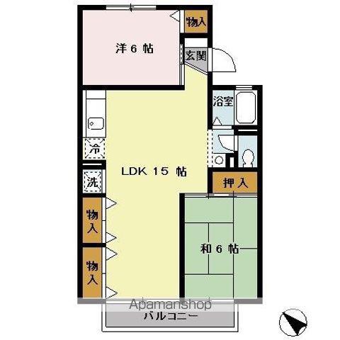 ファミール陵南B棟(2LDK/2階)の間取り写真