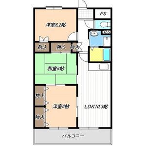 メルベーユ当知(3LDK/3階)の間取り写真