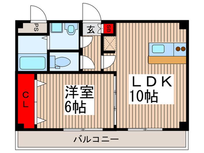 アンジェリーナ(1LDK/3階)の間取り写真