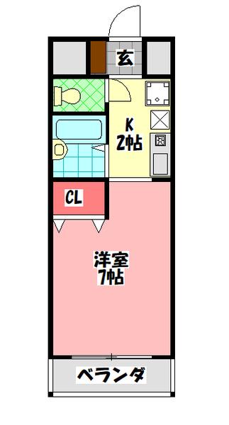 CASA ROSE HILL(1K/4階)の間取り写真