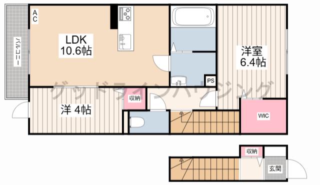 D-ROOM社II(2LDK/2階)の間取り写真